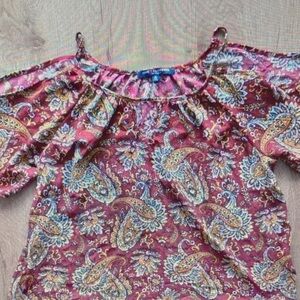 one clothing Burgundy Paisley Cold-Shoulder Camisole